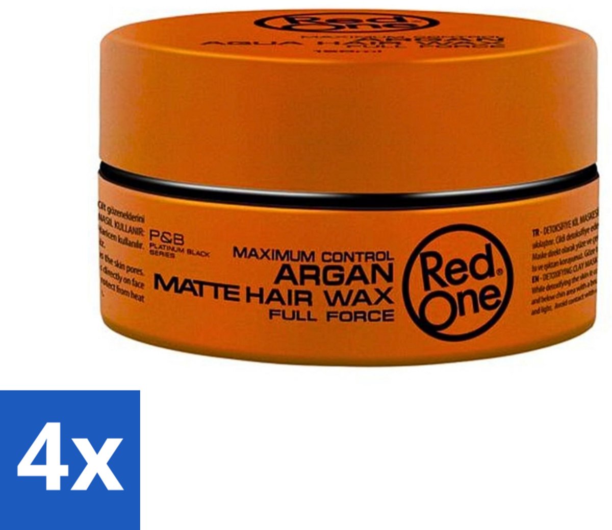 4 x Red One - Haarwax - Argan Matte - Verzorgende Styling - Voor Intensieve Verzorging & Matte Look - 150 ml - Haarwax - Arganolie - Matte Haar - Verzorgend Haar - Styling Haar
