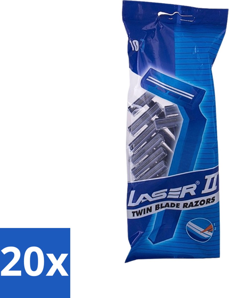 20 x Laser 2 - Ready Razor - Wegwerp - Voor Mannen - 10 Mesjes - Scheermesjes - Wegwerp Scheermesjes - Laser 2 Scheermesjes - 2-bladige Scheermesjes - Scheerbeurt