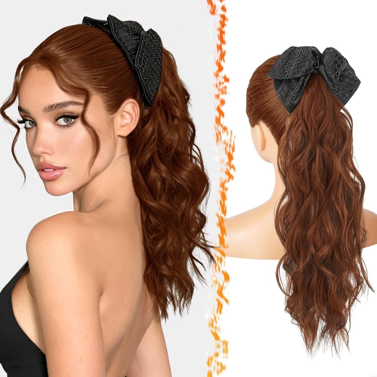 Lichtbruin Ponytail Extensions met Klip, 45cm Golvende Haarstuk voor Vrouwen, Natuurlijke Uiterlijk en Lichtgewicht Synthetisch Haaraccessoire
