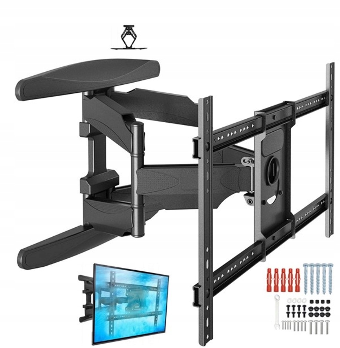 Draaibare TV Muurbeugel voor 55" TV's, Max 45kg, Verstelbaar
