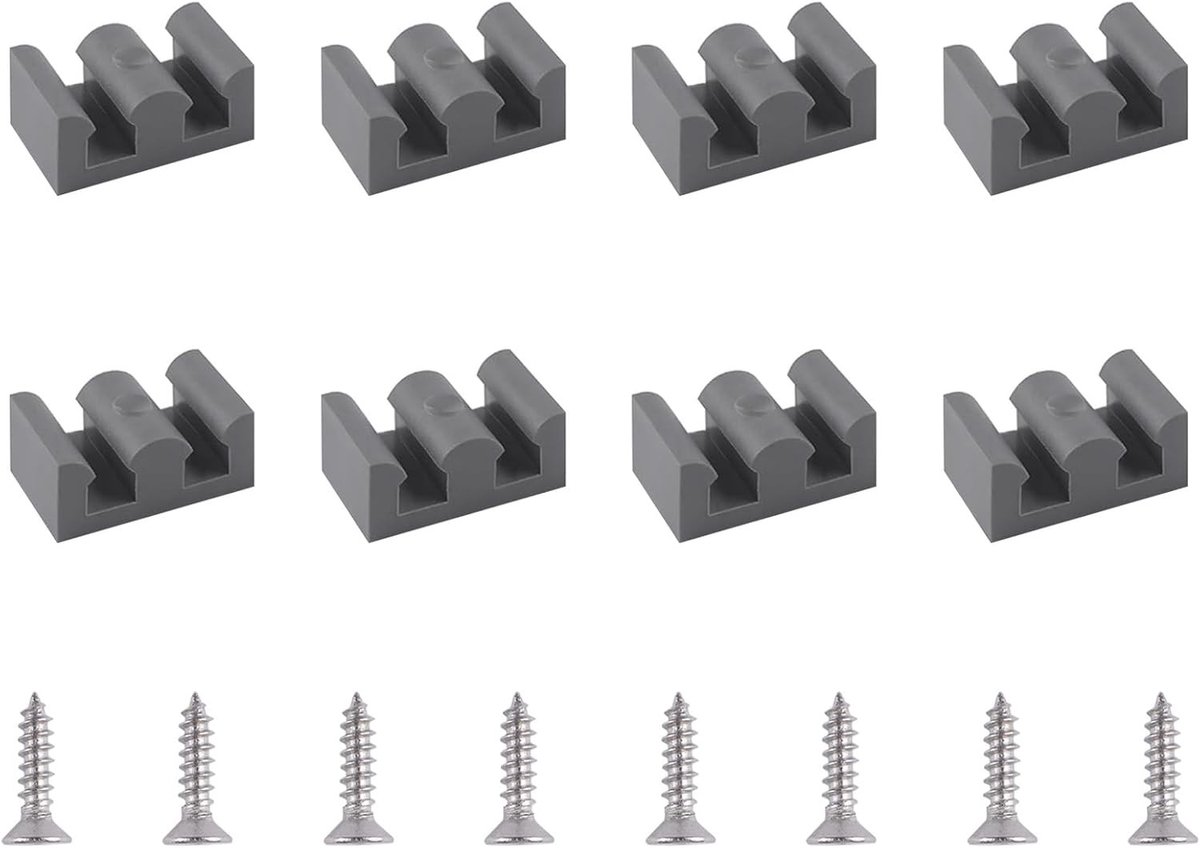 8 Stuks Grijze Rubber Dempers voor Glijdende Douchedeuren Geschikt voor 8mm Dikte Glas, Ideaal voor Douches en Badkamers