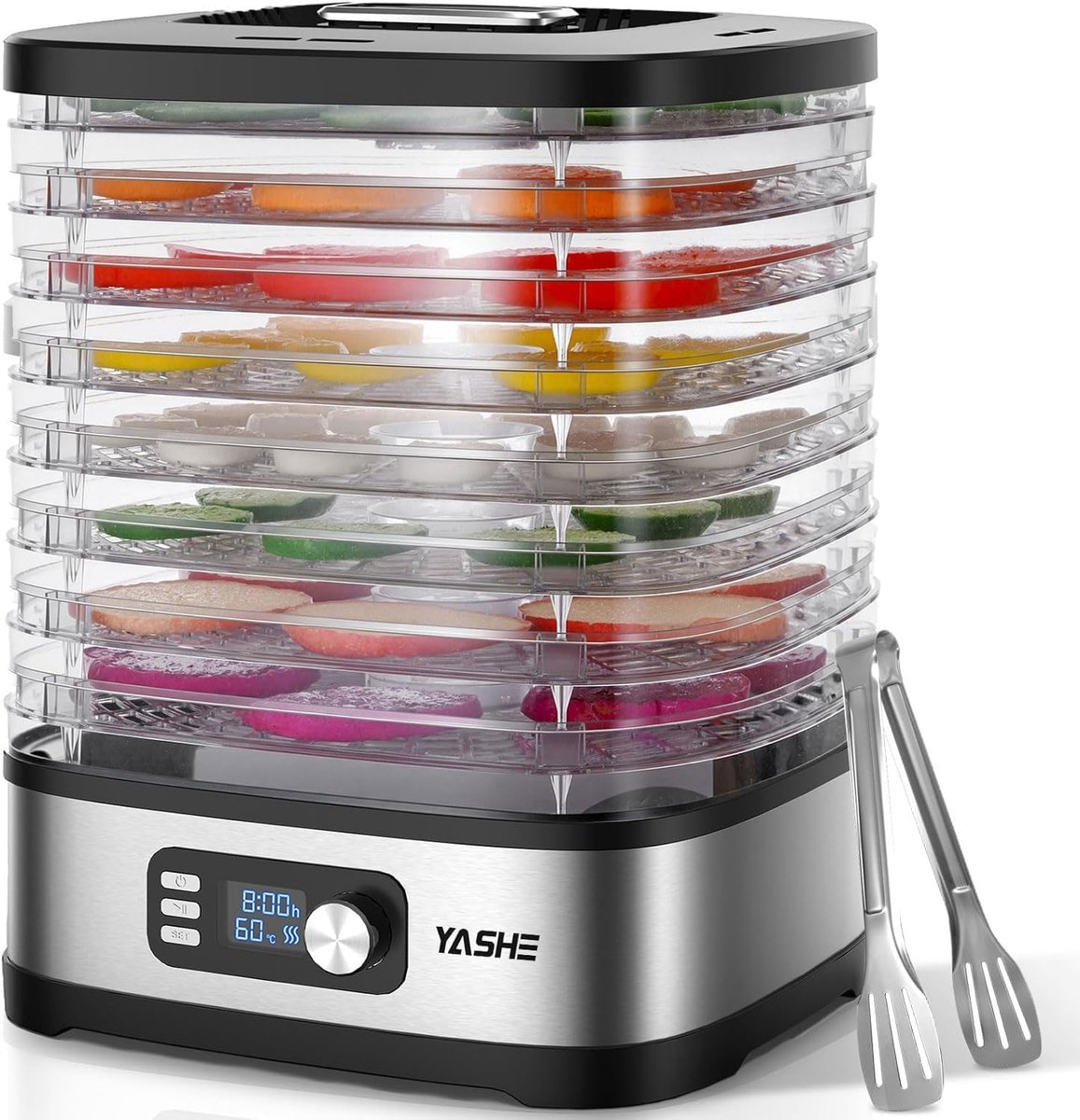 YASHE voedseldroger - 8 laden - 240 W - 35–70 °C