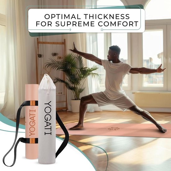 Fitnesmat - Bruin - 186 x 68 cm - Antislip Met Lijnen - Voor Yoga en Pilates — afbeelding 5