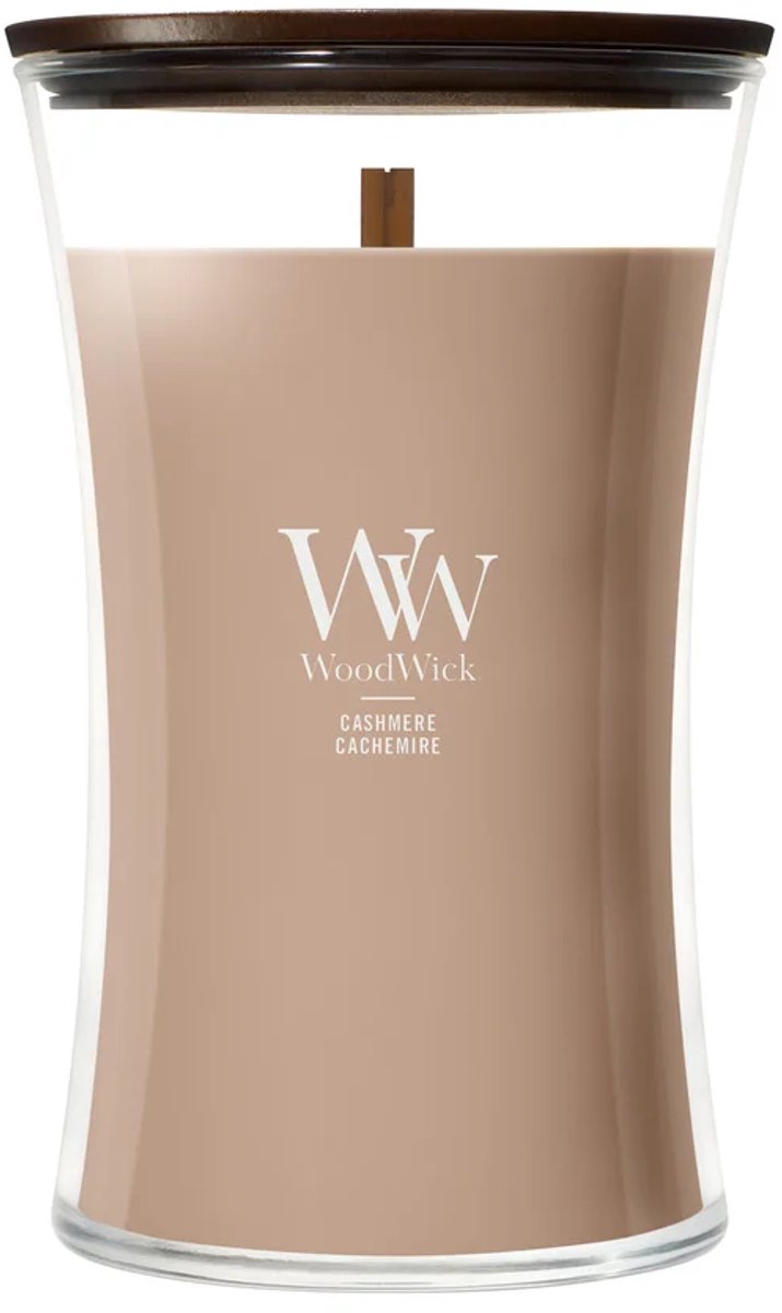 WoodWick Hourglass Large Geurkaars - Cashmere - 130 branduren Licht bruin