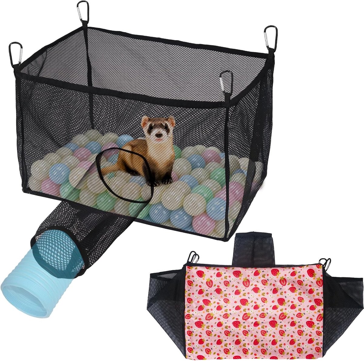 KZQ Hangmat Kooipeelgoed Voor Fretten, Hamsters En Chinchilla's – Tunnelcompatibel, Zonder Bal