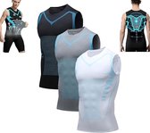 Heren Compressie Shirt Mouwloos - 3 Stuks Shapewear Tanktop voor Mannen, Buikvermagerend Sportshirt, Ademend Fitness Ondershirt voor Sportschool, Hardlopen & Dagelijks Gebruik (Zwart, Wit, Grijs—XXL)