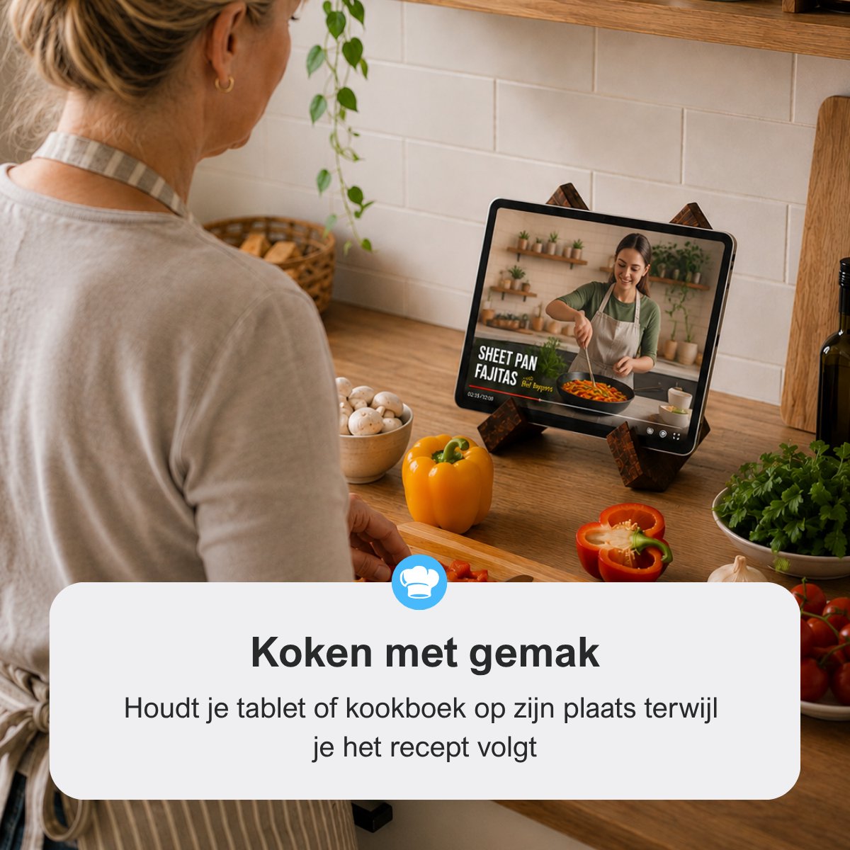 MasonPro Boekenstandaard Hout - Kookboek Standaard - Kookboekhouder - Tablet Standaard - Boeken Houder - Boekhouder - Boekensteun - Leesstandaard - Antislip - 16x21CM — cadeau in Kookcadeaus - foto 7