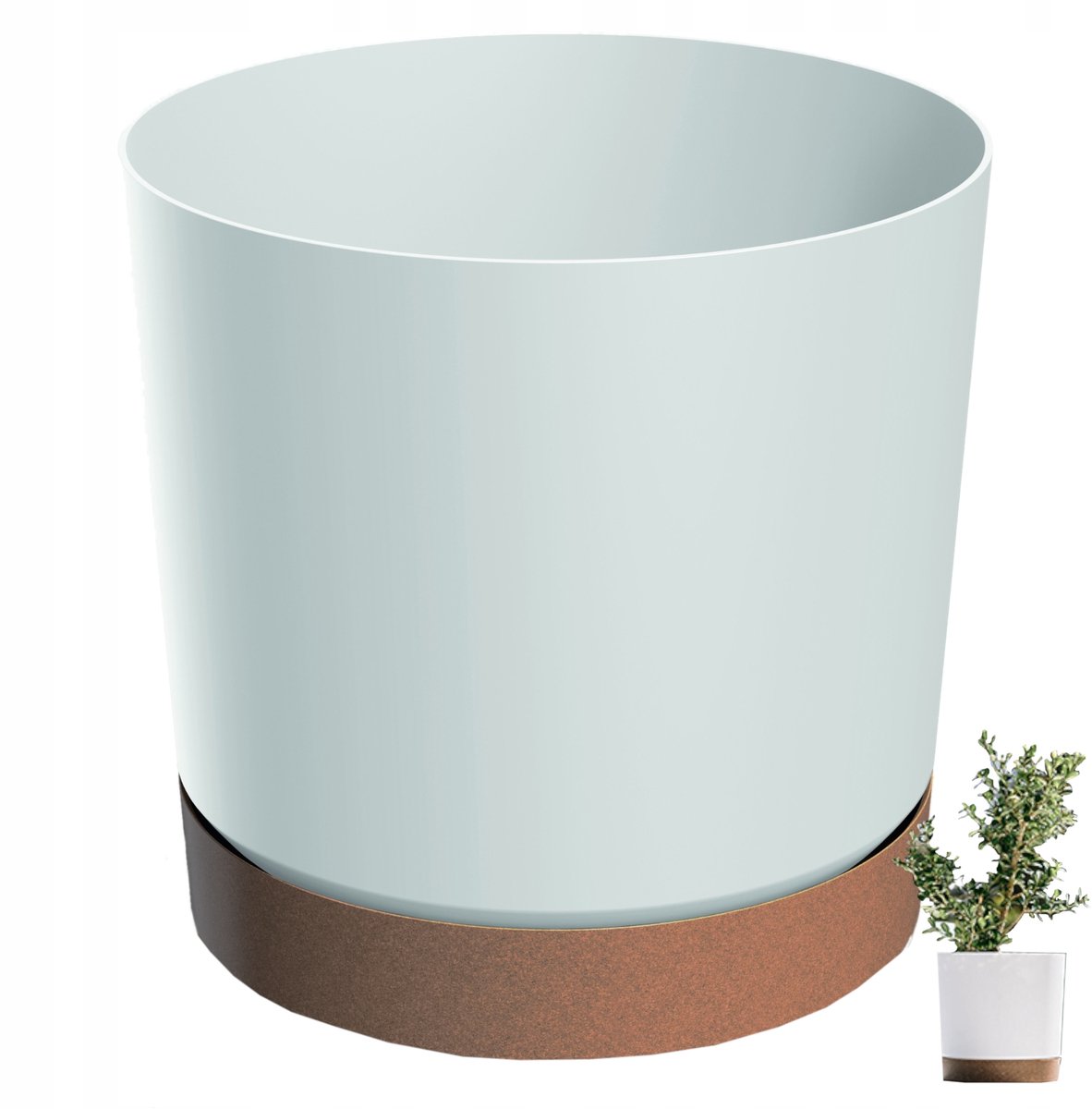 Tubo PM 35cm Witte Matte Pot met ECO Wood Schotel - UV Bestendig