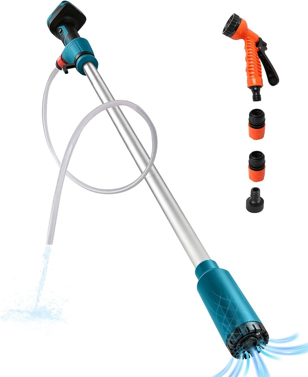 Regentonpomp op accu - Zwart - Draadloze waterpomp - 16000 tpm ondersteuning - Voor Tuin en Zwembad