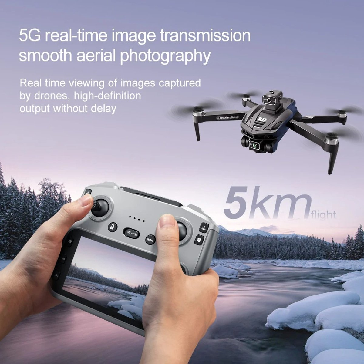 Innovastore Drone - GPS Drone - HD Camera Luchtfotografie - Borstelloze Motor 360 ° - Dubbele Camera - Afstandbediening - Zwart thumbnail 5