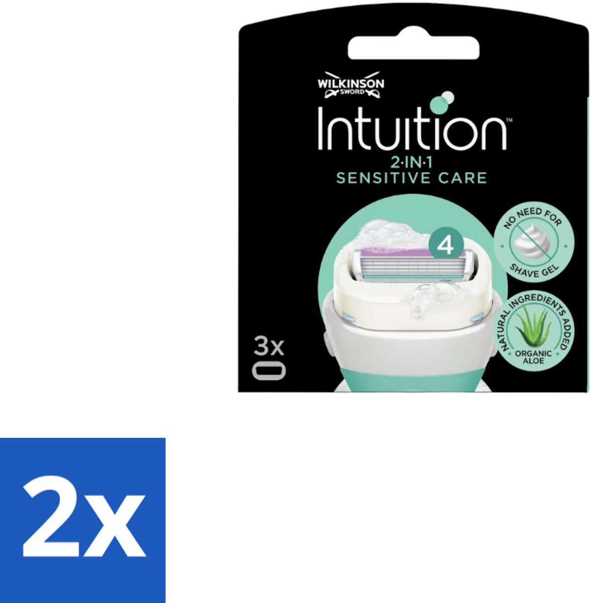 2 x Wilkinson – Scheermesjes – Intuition Dry Skin Sensitive Care – 3 Scheermesjes - Scheermesjes Voor Gevoelige Huid - Gevoelige Huid Scheeren - Aloe Vera Scheermesjes - Vitamine E Scheermesjes - Zachte Scheermesjes