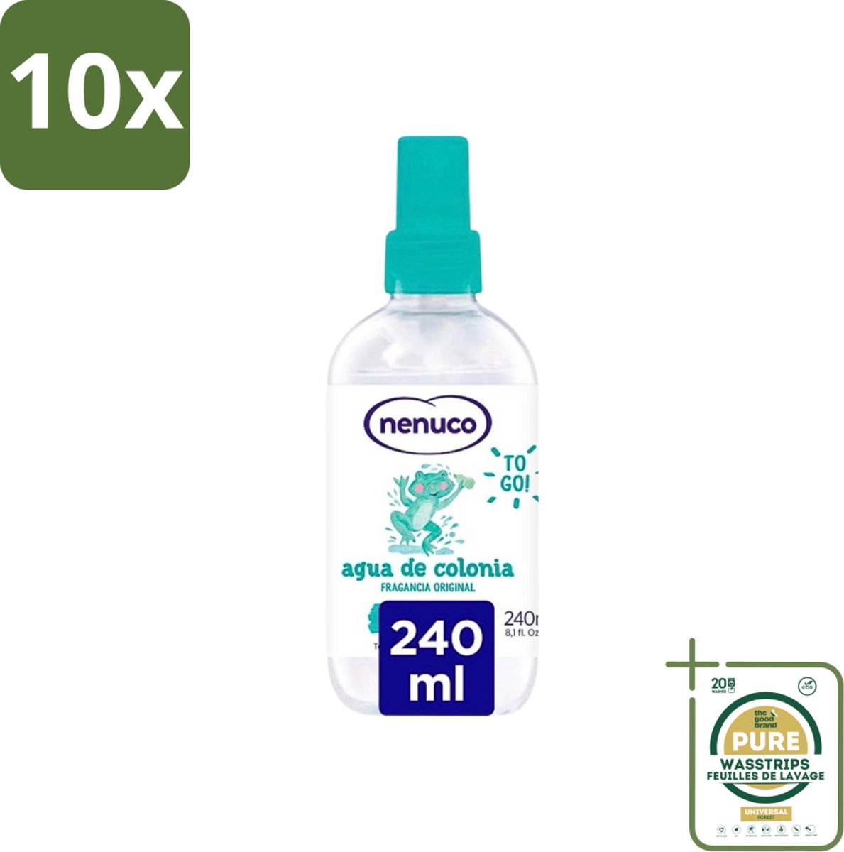 10 x Nenuco - Cologne - Eau de Cologne - Originele Geur - Sprayflacon - 240 ml - Grootverpakking - Nenuco Cologne - Eau De Cologne - Originele Geur - Frisse Geur - Baby Cologne