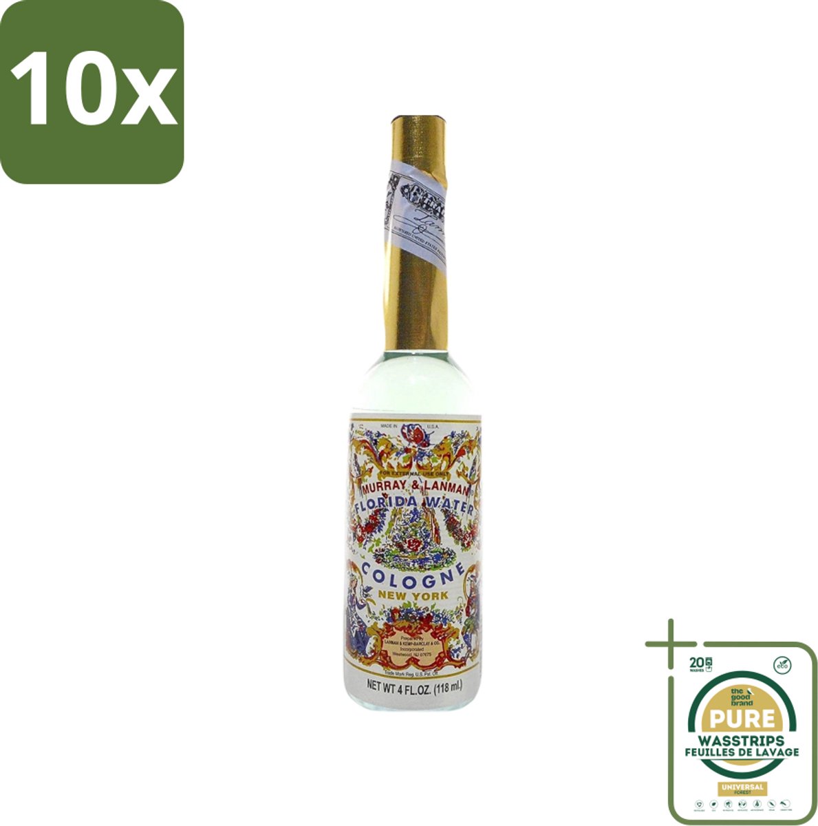 10 x Murray & Lanman - Florida Water - Eau de Cologne - Verfrissende Geur - 221 ml - Grootverpakking - Florida Water - Eau De Cologne - Geurverspreider - Fris - Parfum
