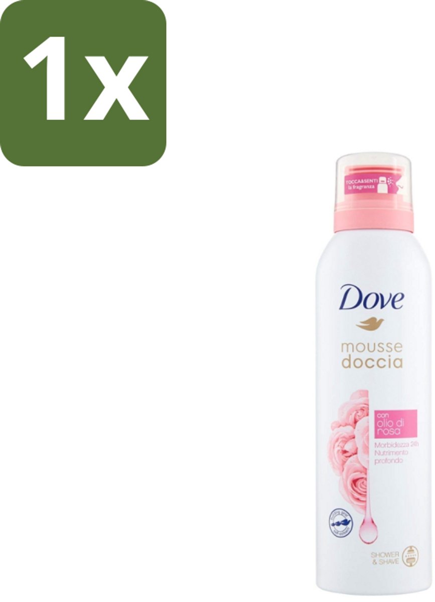 1 x Dove – Douchefoam – Rose Oil – 200 ml - Douchefoam - Rozenolie - Hydratatie - Zachte Mousse - Scheren Onder De Douche