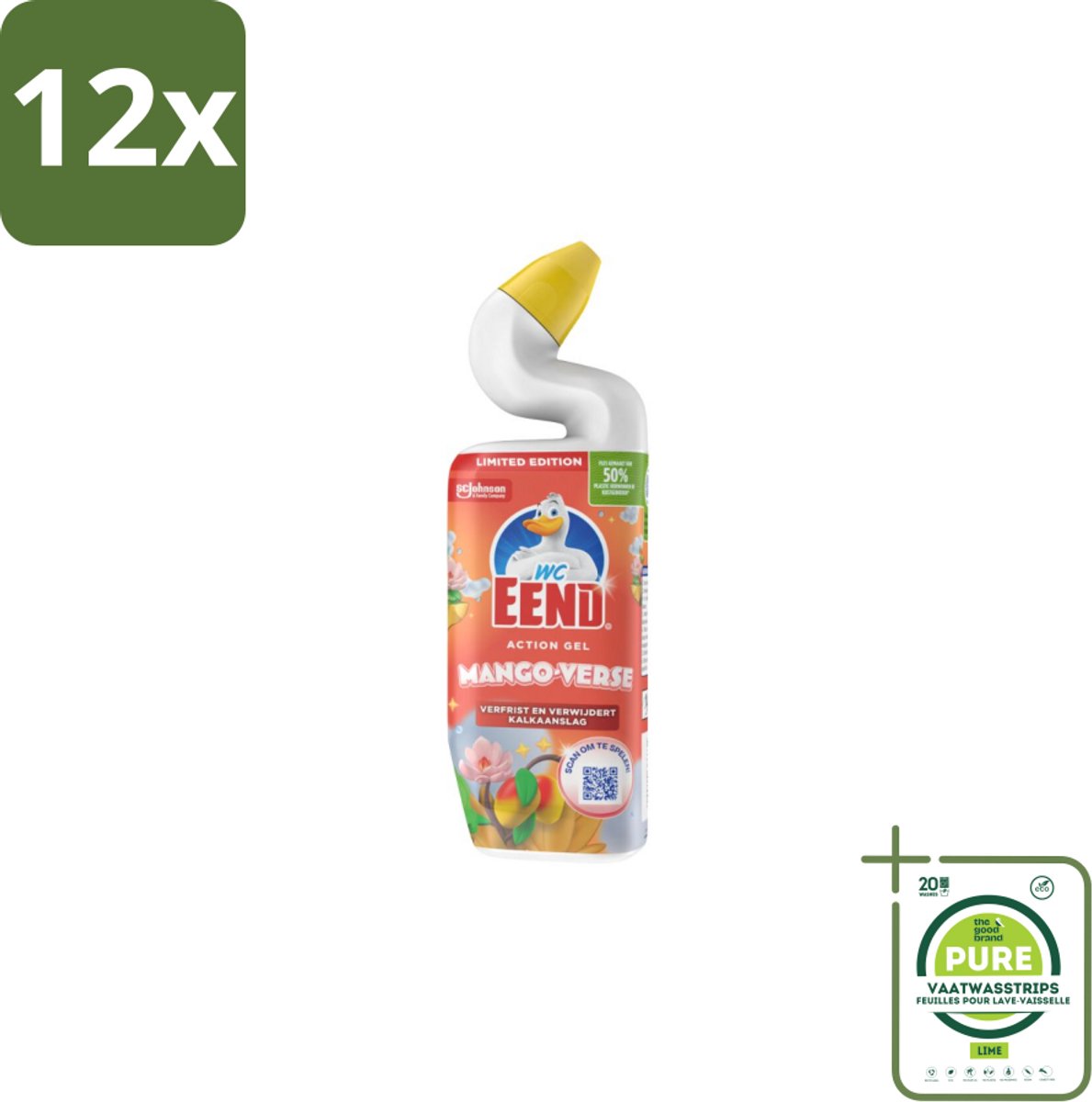WC Eend Toiletreiniger Action Gel Mango Verse 750 ml - Voordeelverpakking - 12 stuks - Toiletreiniger - Toilet reinigen