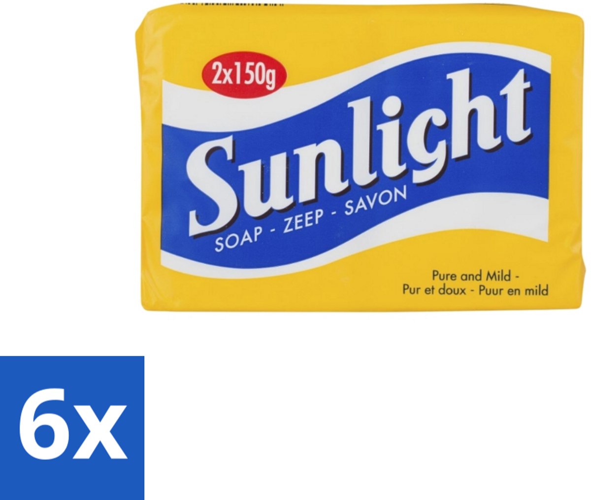 6 x Sunlight – Huishoudzeep – Klassiek – 150 g - Zeep - Reinigen - Was - Schoonmaken - Huid