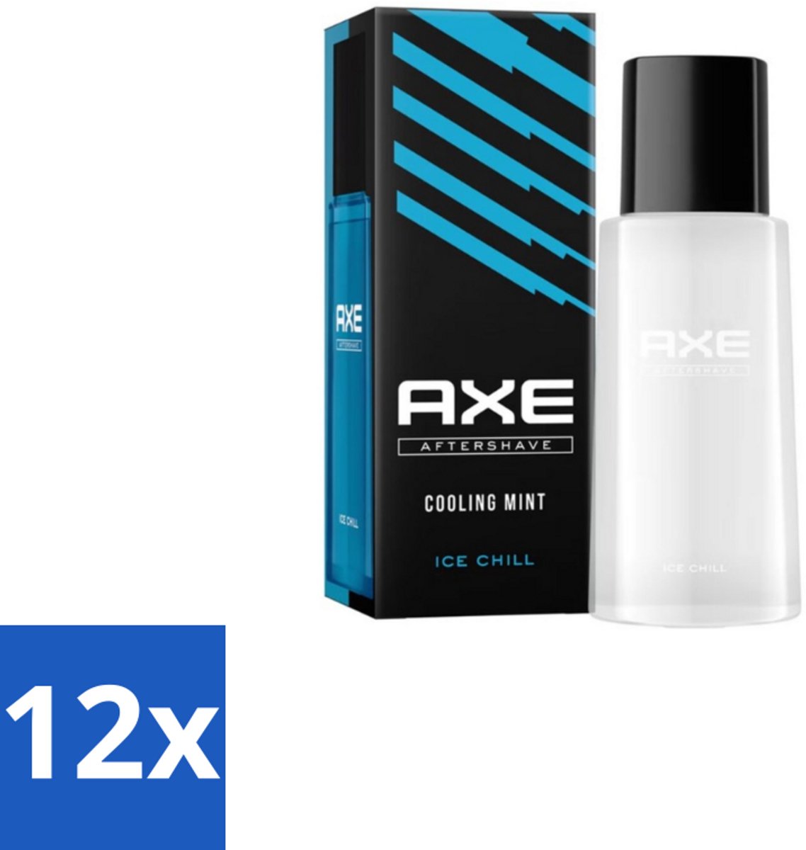 12 x Axe – Aftershave – Ice Chill – Cooling Mint – 100 ml - Aftershave - Verkoeling - Huidverzorging - Scheren - Frisheid