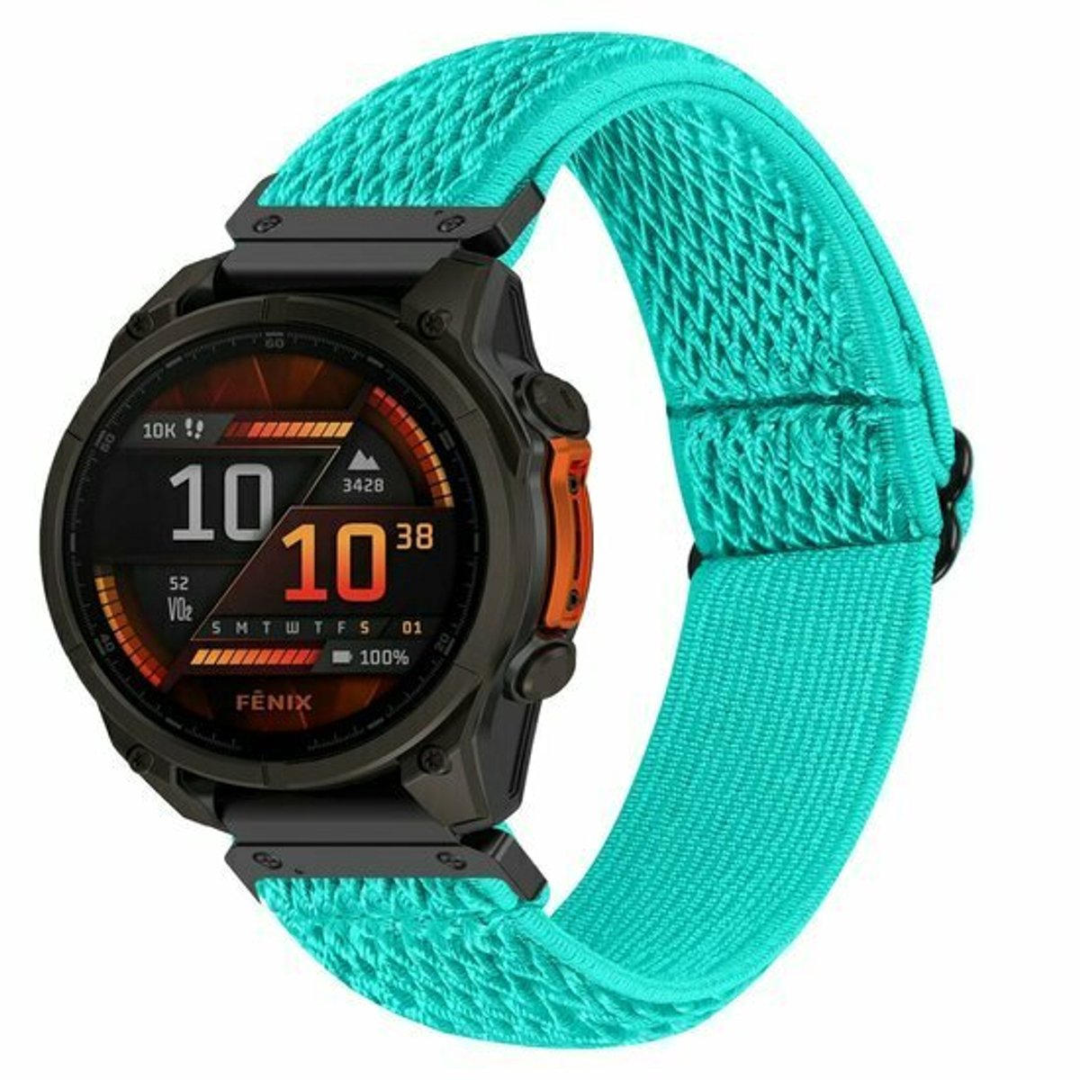By Qubix - Geschikt voor Garmin bandje - 20mm Quickfit - Elastische Solo Loop nylon bandje - Mintgroen - Geschikt voor Garmin Fenix 9 / 9 pro - 43mm