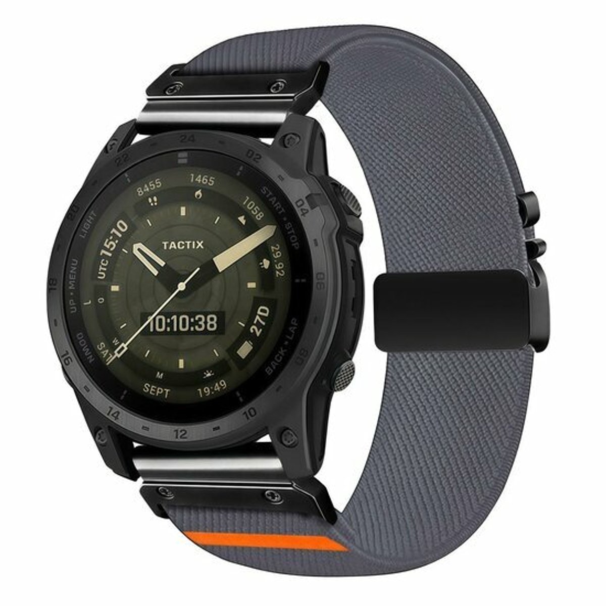 By Qubix - Geschikt voor Garmin bandje - 22mm Quickfit - Nylon bandje met parachute sluiting - Grijs - Geschikt voor Garmin Fenix 9 / 9 pro - 47mm