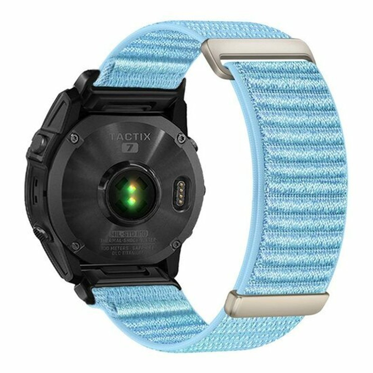 By Qubix - Geschikt voor Garmin bandje - 22mm Quickfit - Nylon Sport Loop bandje - Lichtblauw - Geschikt voor Garmin Fenix 9 / 9 pro - 47mm