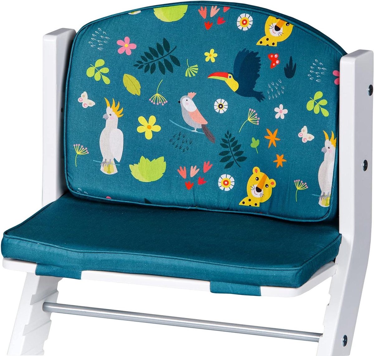 Zitkussen Kinderstoel - Stoelverkleiner Baby - Comfortabel Zitten - Draagbaar Ontwerp - 25 x 40 cm - Petrol Jungle