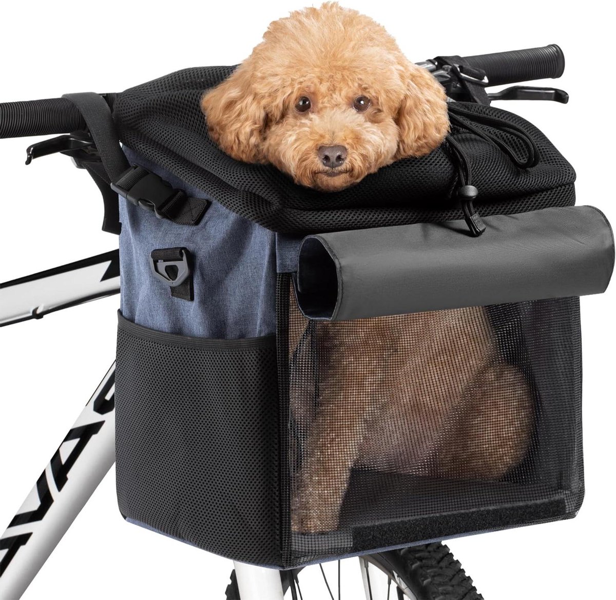 Dierenmand Fietstas - Reismand Hond Kat - Samen Fietsen - Veelzijdig Gebruik - 31 x 27 x 27 cm - Blauw