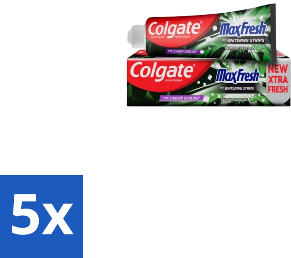 5 x Colgate – Tandpasta – MaxFresh Whitening Bamboo Charcoal – 100 ml - Tandpasta - Whitening - Bamboe Houtskool - Frisse Adem - Mondverzorging