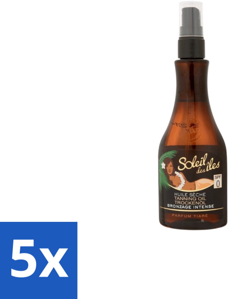 5 x Soleil des Îles – Zonneolie – Monoï de Tahiti Snelle Bruining – 150 ml - Tanning Olie - Bruiningsolie - Monoï Tahiti - Zonbruin - Intens Bruin