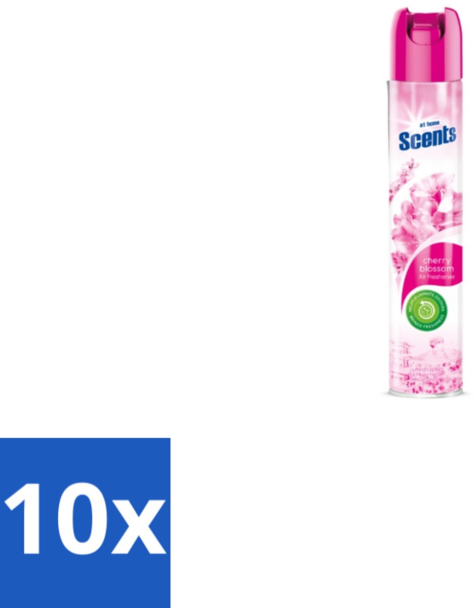 10 x At Home – Luchtverfrisser Spray – Cherry Blossom – Fris Bloemig - 400 ml - Luchtverfrisser Cherry Blossom - Bloemige Geur - Frisse Geur - Geur Neutraliseren - Kersenbloesem