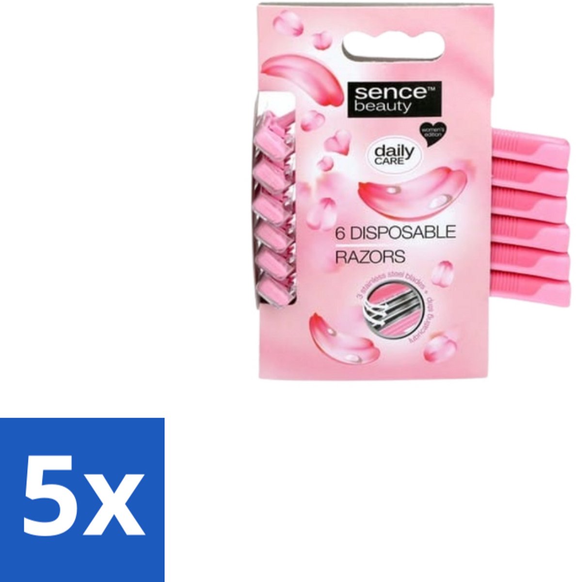 5 x Sence – Wegwerpscheermes – Glad Scheren – Comfort Grip – 6 Wegwerpscheermes - Scheermes - Wegwerpscheermes - Bikini Lijn - Benen Scheren - Oksels Scheren