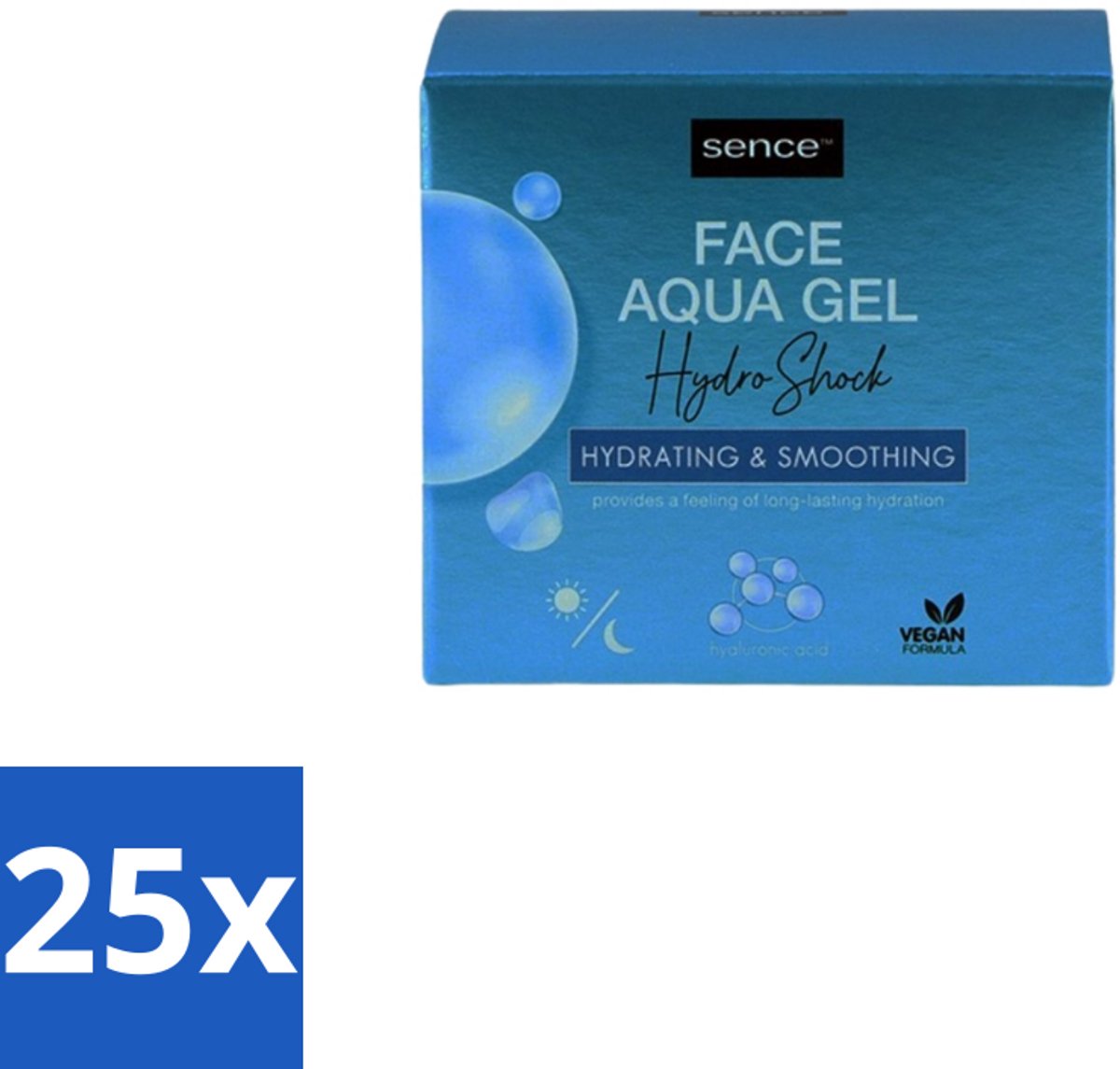 25 x Sence – Dagcrème – Aqua Gel Hydro Shock 2-in-1 – 50 ml - Hyaluronzuur Serum - Hydratatie - Huid Verzorging - Stralende Huid - Fijne Lijntjes