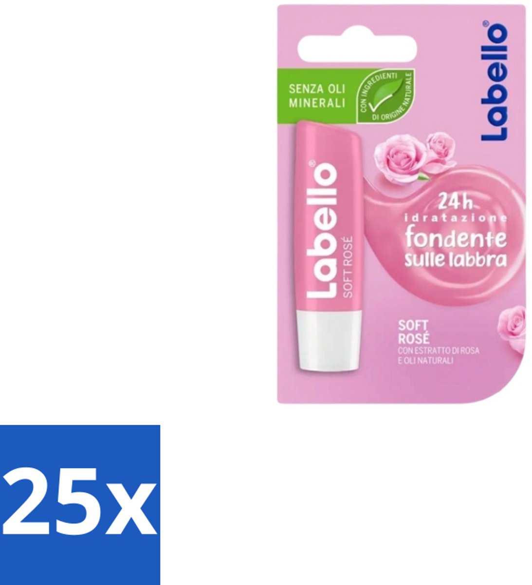 25 x Labello – Lippenbalsem – Soft Rosé - Lippenbalsem - Rosé Lippenbalsem - Hydratatie Lippen - Natuurlijke Glans - Verzorging Lippen