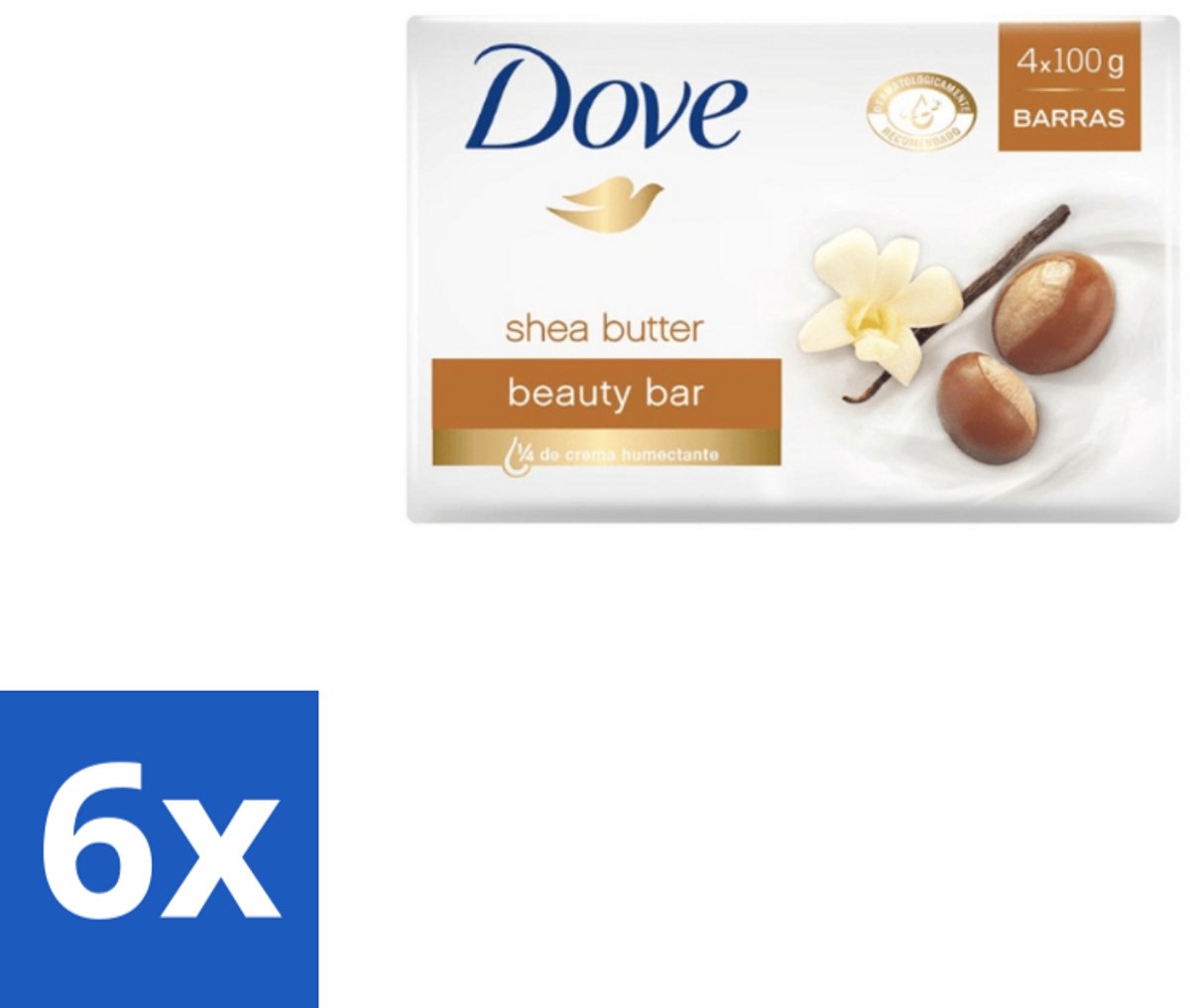 6 x Dove – Zeep – Sheabutter – 4 x 90 g - Zeep Sheabutter - Huid Verzorging - Zachte Huid - Droge Huid - Mild Reinigen