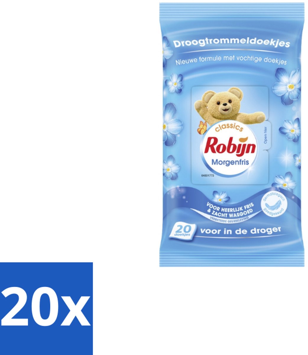 Robijn – Droogtrommeldoekjes – Morgenfris - 20 Doekjes - Bulkverpakking - 20 stuks