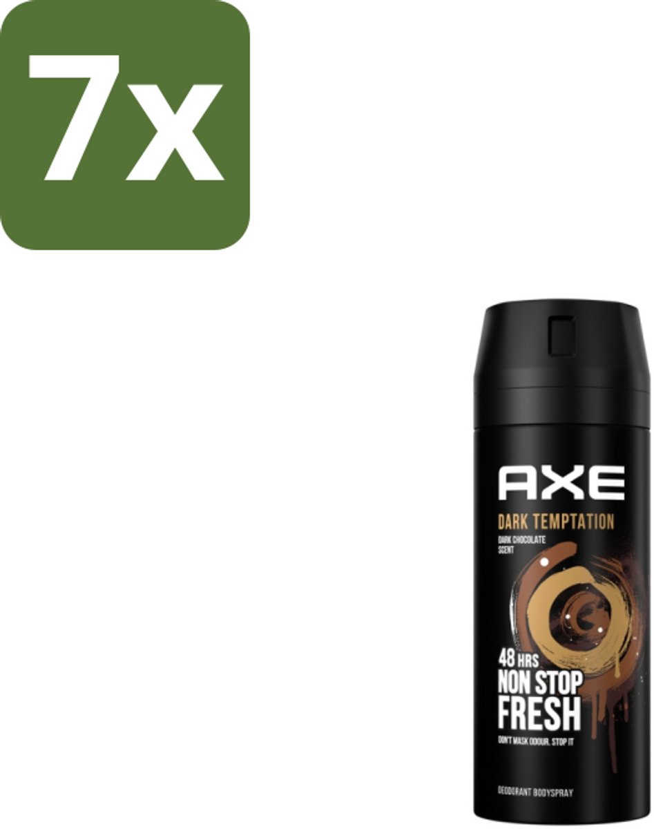 7 x Axe – Deodorant Spray – Dark Temptation – 150 ml - Deodorant Spray - Mannelijke Geur - Warme Geur - Chocolade Geur - Transpiratiegeur