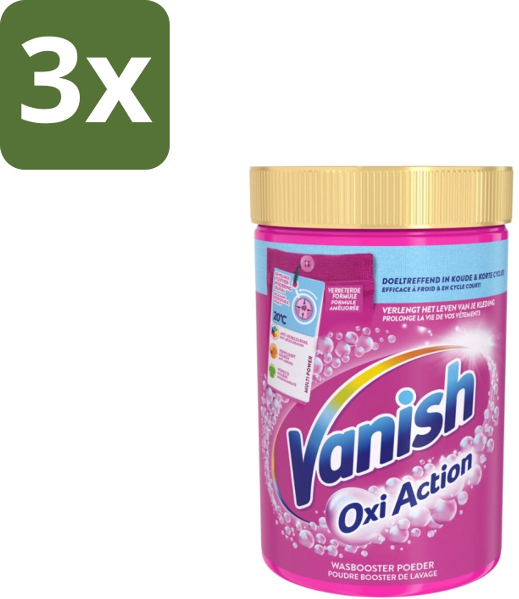 3 x Vanish – Wasbooster Poeder – Oxi Action Gekleurde & Witte Was – 710 g - Wasbooster Poeder - Vlekverwijderaar - Bleekvrije Was - Zuurstofwas - Vlekverwijdering