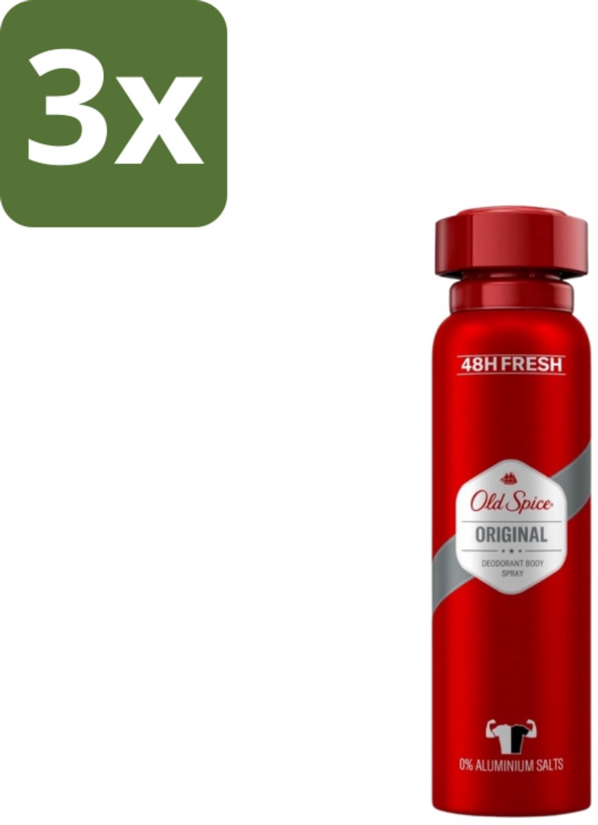 3 x Old Spice – Deospray – Original – 150 ml - Old Spice Deospray - Deospray Mannen - Deodorant Spray - Mannen Deodorant - Klassieke Geur