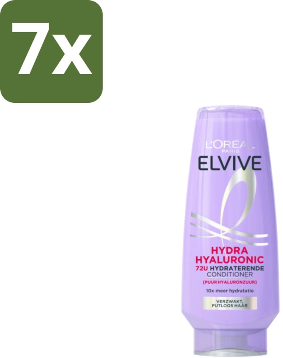 7 x L'Oréal Elvive Hydra Hyaluronic Conditioner 200 ml - Hyaluronzuur Conditioner - Hydraterende Conditioner - Droog Haar - Uitdroging - Pluizen