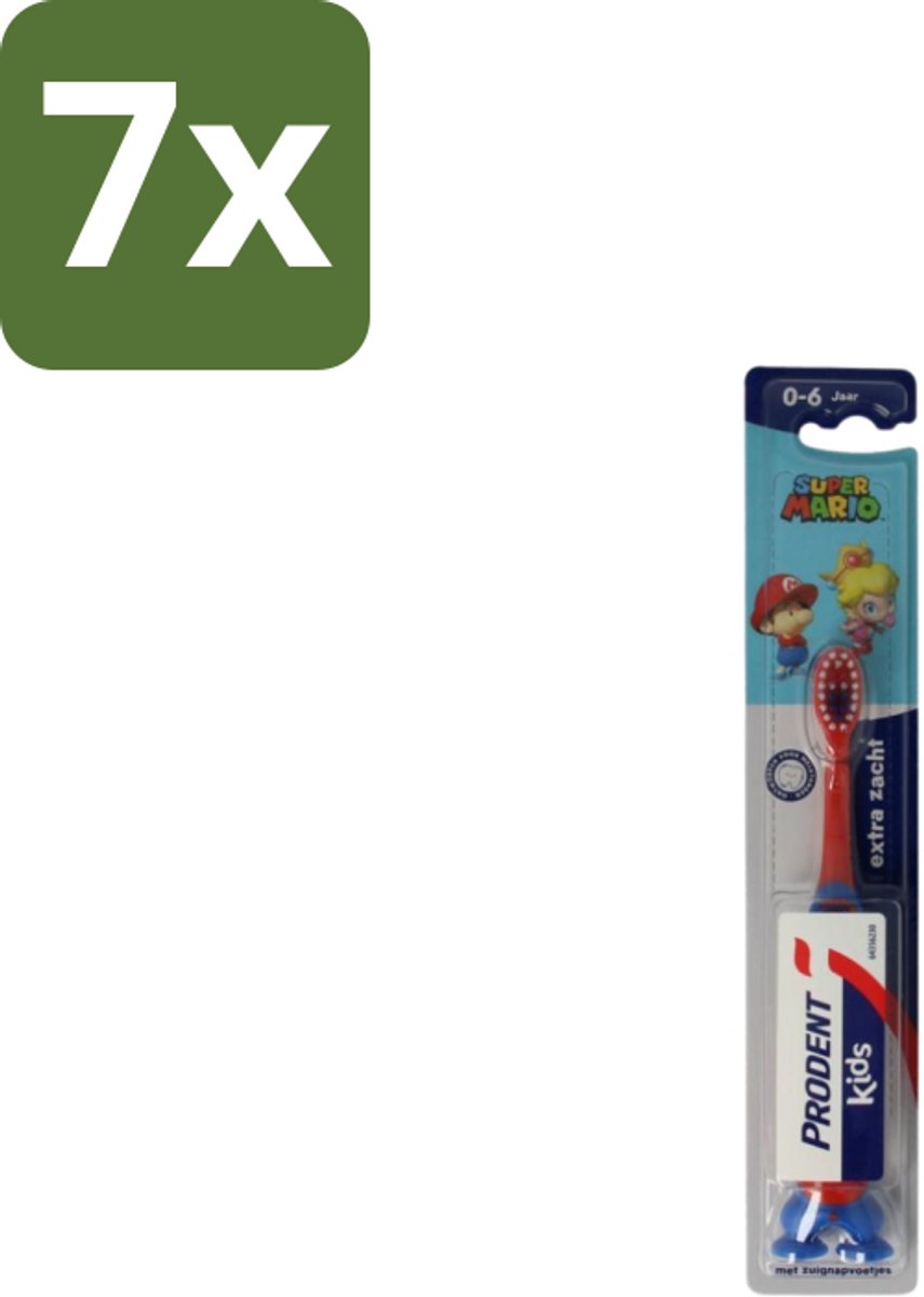7 x Prodent – Tandenborstel – Super Mario – 0–6 jaar - Tandenborstel Kinderen 0-6 Jaar - Super Mario Tandenborstel - Tandenpoetsen Kinderen - Gezonde Tandenborstel - Kindertandenborstel