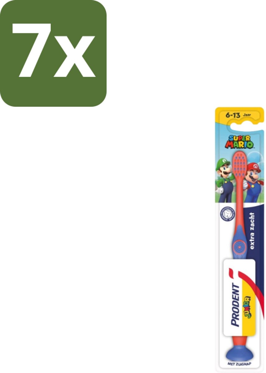 7 x Prodent – Tandenborstel – Super Mario – 6+ jaar - Tandenborstel Kinderen 6+ Jaar - Super Mario Tandenborstel - Tandenpoetsen Voor Kinderen - Prodent Super Mario - Tandenborstel 6-13 Jaar