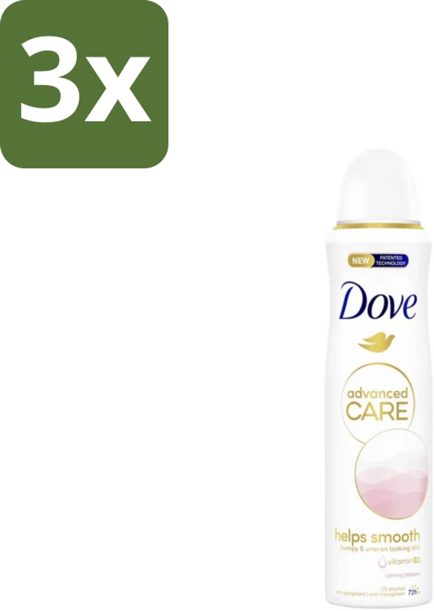 3 x Dove – Deodorant Spray – Helps Smooth Advanced Care – 150 ml - Deodorant Spray - Okselhuid Verzorging - Alcoholvrije Deodorant - Huidverzorging - Comfortabele Huid