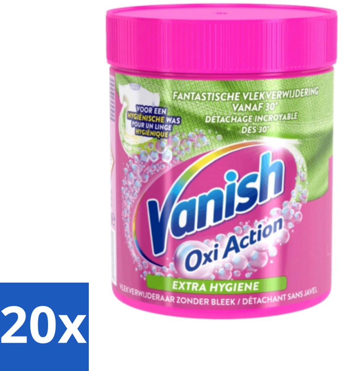 20 x Vanish Oxi Action - Extra Hygiene - Vlekkenverwijderaar Poeder - Zonder Bleek - Gekleurde Was - 470 Gram - Wasmiddel - Vlekverwijderaar - Hygiëne - Gekleurde Was - Wasbeurt