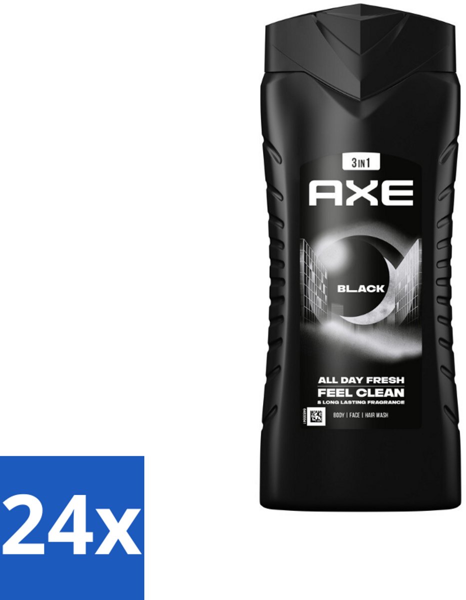24 x Axe 3-in-1 Douchegel XL Black 400 ml - Douchegel - Axe - Black - Bevroren Peer - Cederhout