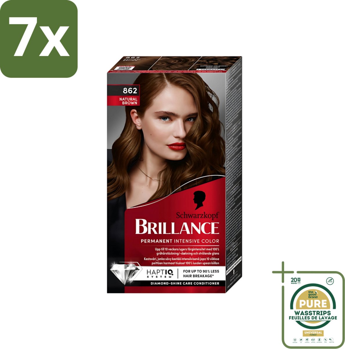 7 x Schwarzkopf Vital - Haarverf - Brillance - 862 Natuurlijk bruin - 60 ml - Grootverpakking - Haarverf - Haarkleur - Intensieve Kleur - Langdurige Kleur - Grijsdekking