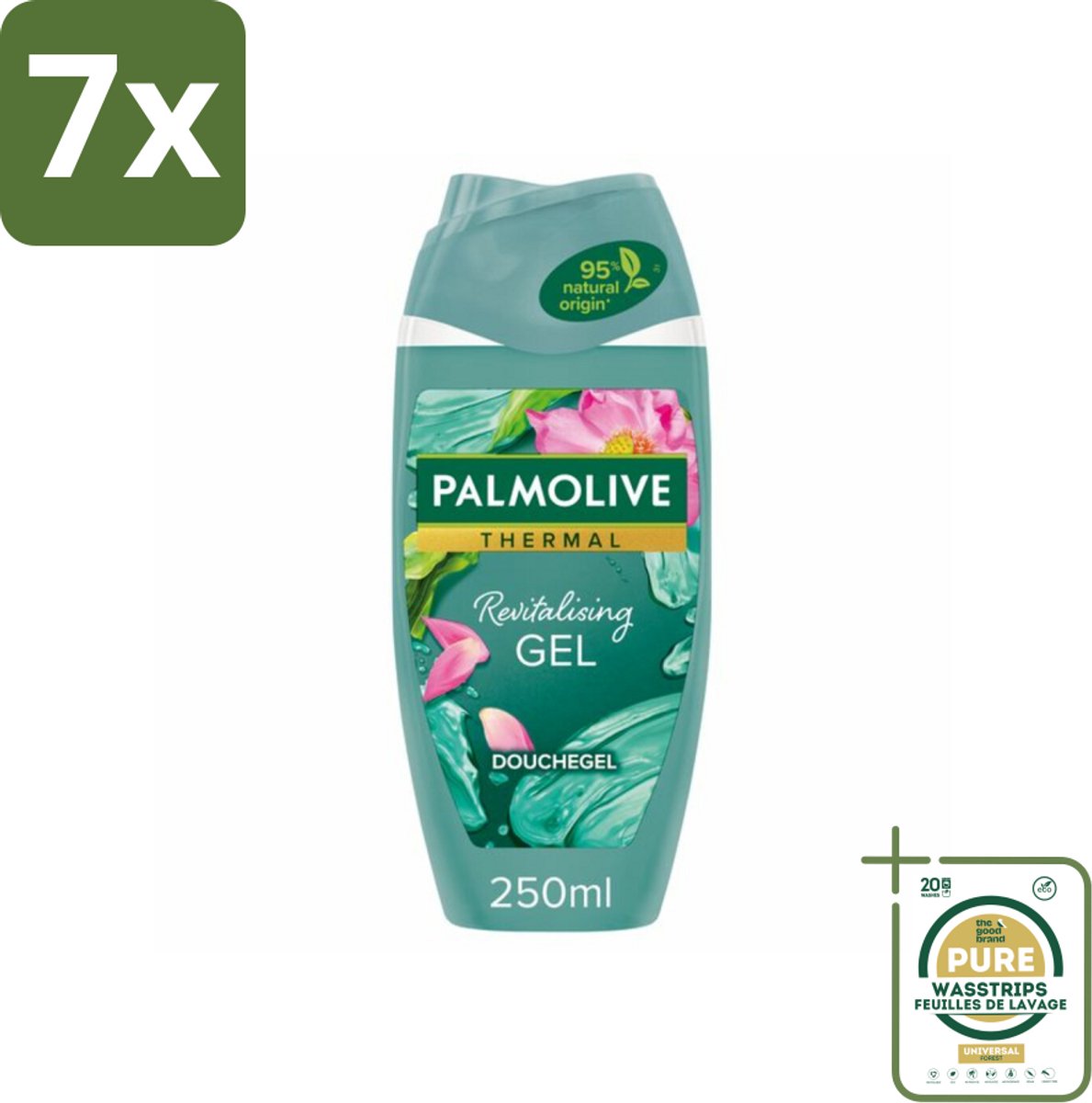 7 x Palmolive - Thermal - Douchegel - Algen & Lotusbloem - Revitalising Gel - 250 ml - Grootverpakking - Douchegel - Algenextract - Lotusbloem - Revitaliserende Douchegel - Hydraterende Douchegel