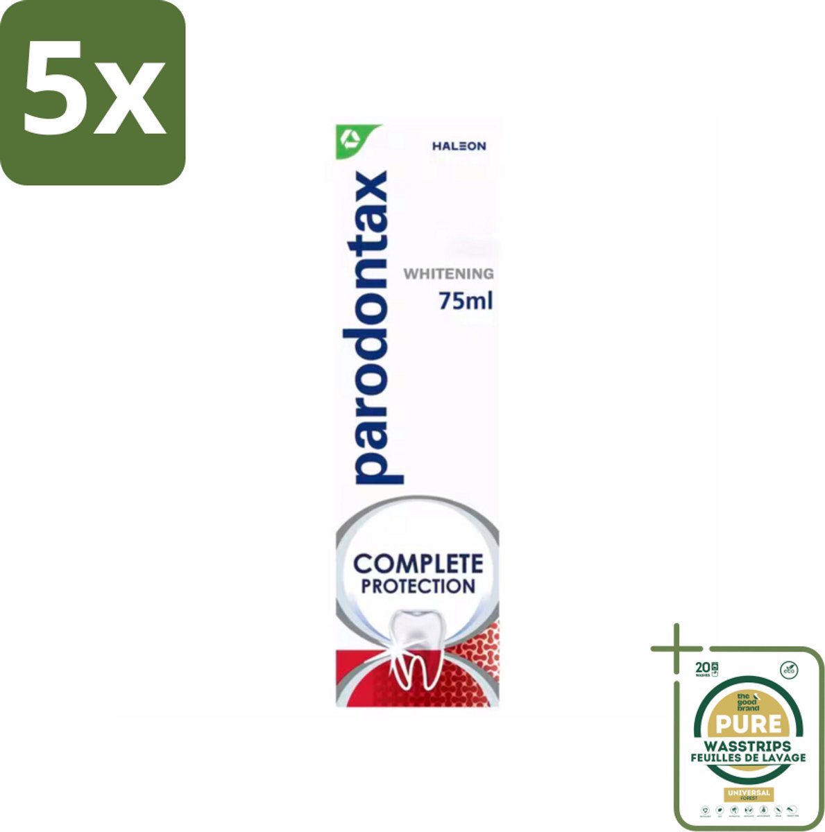 5 x Parodontax – Complete Protection Whitening – Tandpasta tegen Bloedend Tandvlees – 75 ml - Grootverpakking - Gezond Tandvlees - Tandplak Verwijderen - Witte Tanden - Frisse Adem - Fluoride