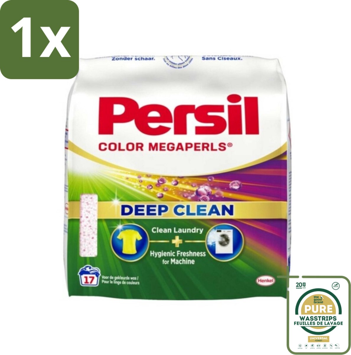 1 x Persil Waspoeder Megaperls Color 17 Wasbeurten 1,02 kg- Waspoeder - Wasbeurt - Kleurbehoud - Vlekverwijdering - Frisheid