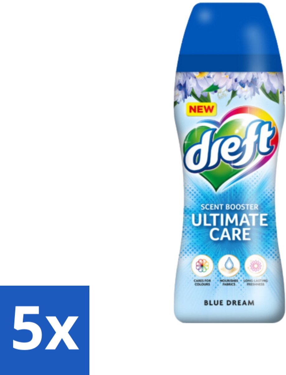5 x Dreft - Ultimate Care - Wasverzachter - Geurbooster - Gekleurde Was - Blauwe Droom - 15 Wasbeurten - Wasmiddel - Geurbooster - Wasverzachter - Kleurbescherming - Wasgeur