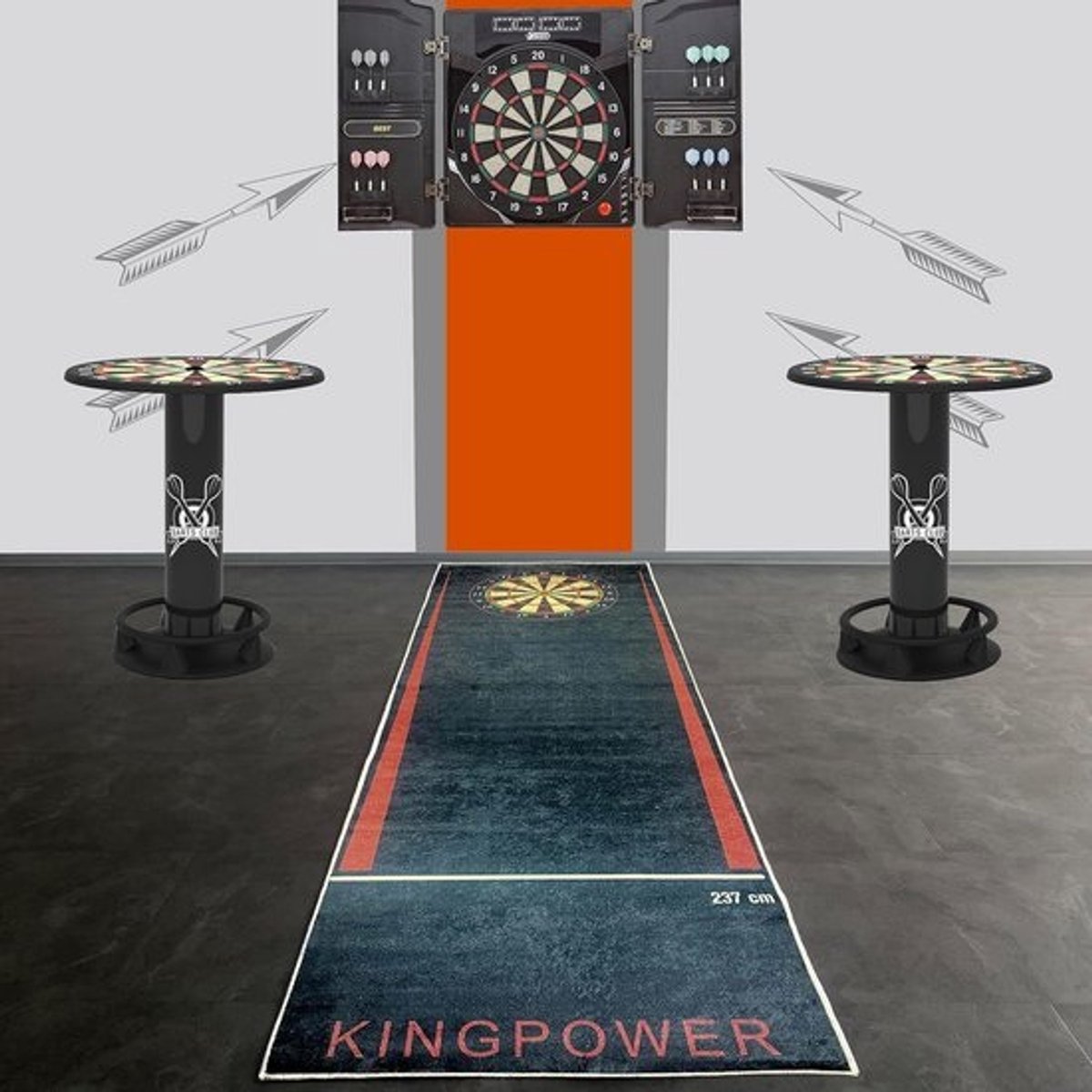 Dartmat met Afgedrukt Dartbord en Werplijnen - 80 x 285 cm voor Nauwkeurigheid en Bescherming