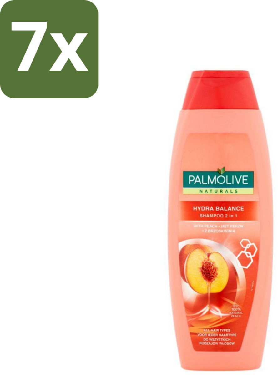 7 x Palmolive - Naturals - 2in1 Shampoo - Perzik - Hydra Balance - 350 ml - 2 In 1 Shampoo - Haar Reinigen - Haar Hydrateren - Perzik Extract - Haar Verzorgen